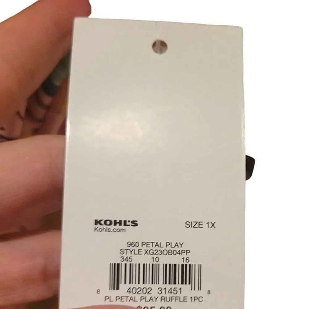 SO Kohl's Womens Swimsuit Pink 1X One-Piece Padded Plus Size New